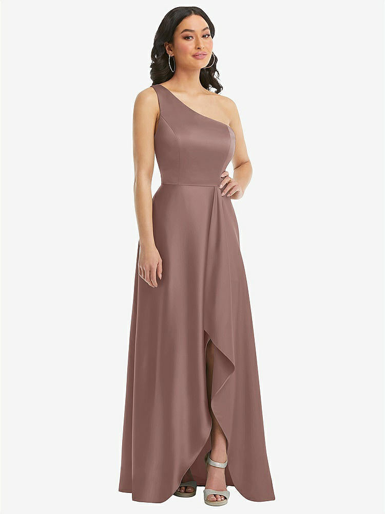 【STYLE: 3114】One-Shoulder High Low Maxi Dress with Pockets【COLOR: Sienna】