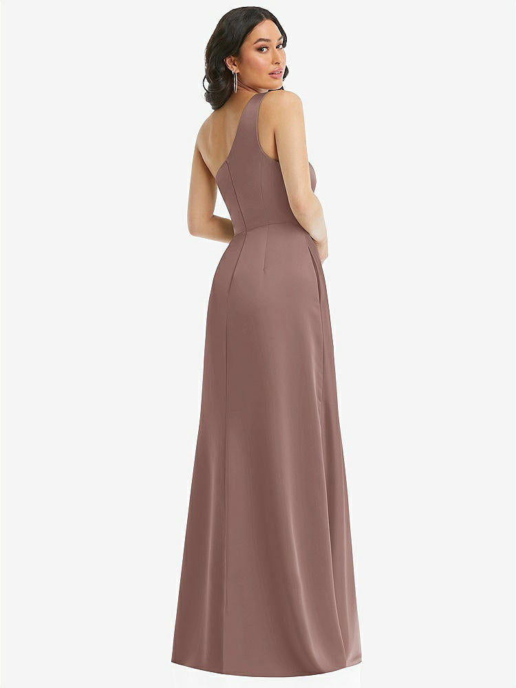 【STYLE: 3114】One-Shoulder High Low Maxi Dress with Pockets【COLOR: Sienna】