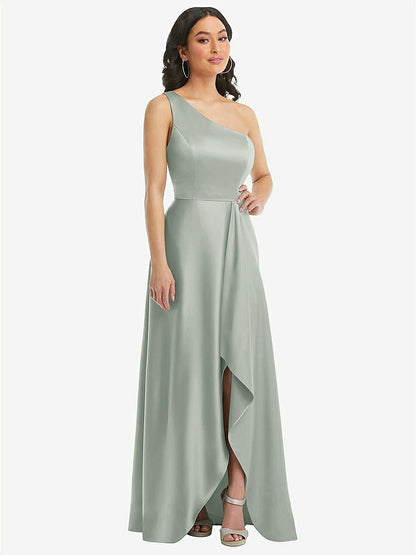 【NEW】【STYLE: 3114】ワンショルダー 高 低 マキシ ドレス ポケット付き【COLOR: Willow Green】【SIZE: 00-30W】