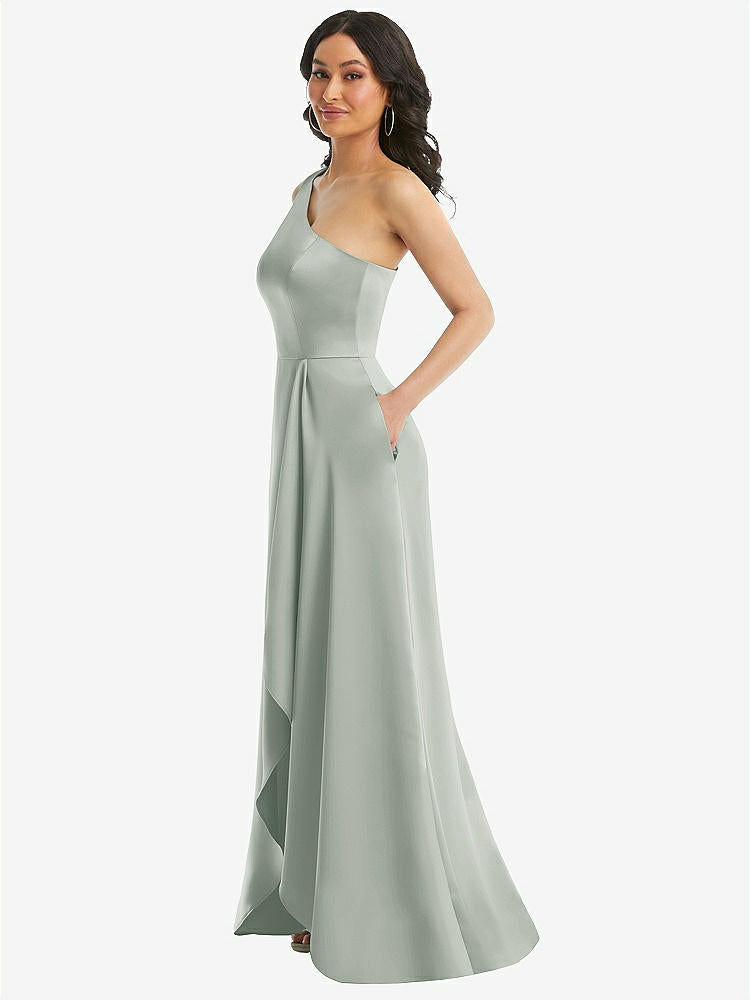 【NEW】【STYLE: 3114】ワンショルダー 高 低 マキシ ドレス ポケット付き【COLOR: Willow Green】【SIZE: 00-30W】