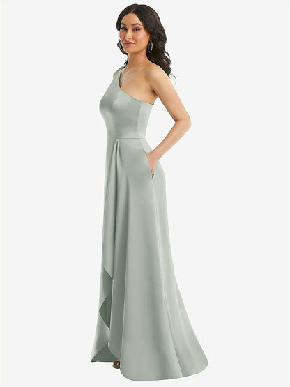 【NEW】【STYLE: 3114】ワンショルダー 高 低 マキシ ドレス ポケット付き【COLOR: Willow Green】【SIZE: 00-30W】