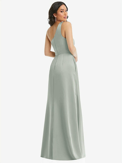 【NEW】【STYLE: 3114】ワンショルダー 高 低 マキシ ドレス ポケット付き【COLOR: Willow Green】【SIZE: 00-30W】