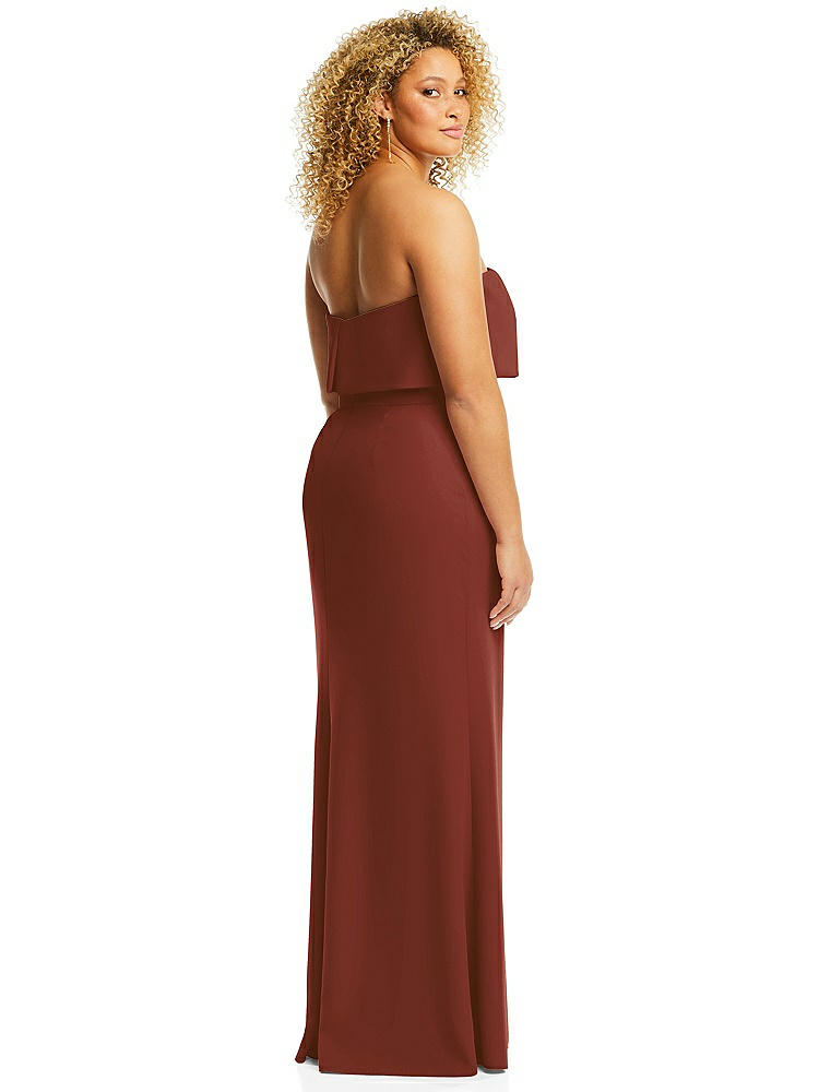 【NEW】【STYLE: 3115】ストラップレス オーバーレイ ボディス クレープ マキシ ドレス 前面 スリット【COLOR: Auburn Moon】【SIZE: 00-18W】