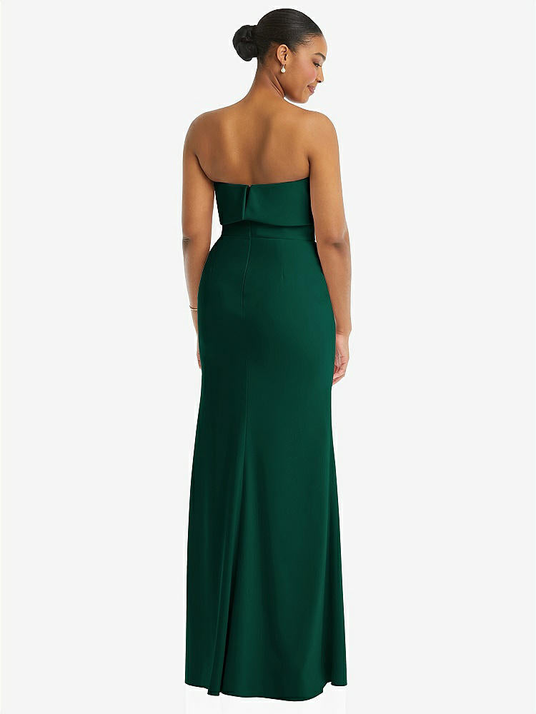 【NEW】【STYLE: 3115】ストラップレス オーバーレイ ボディス クレープ マキシ ドレス 前面 スリット【COLOR: Hunter Green】【SIZE: 00-18W】