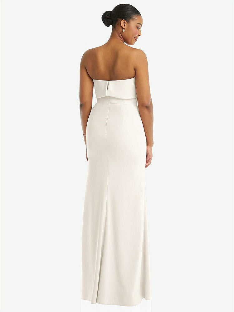 【STYLE: 3115】Strapless Overlay Bodice Crepe Maxi Dress with Front Slit【COLOR: Ivory】