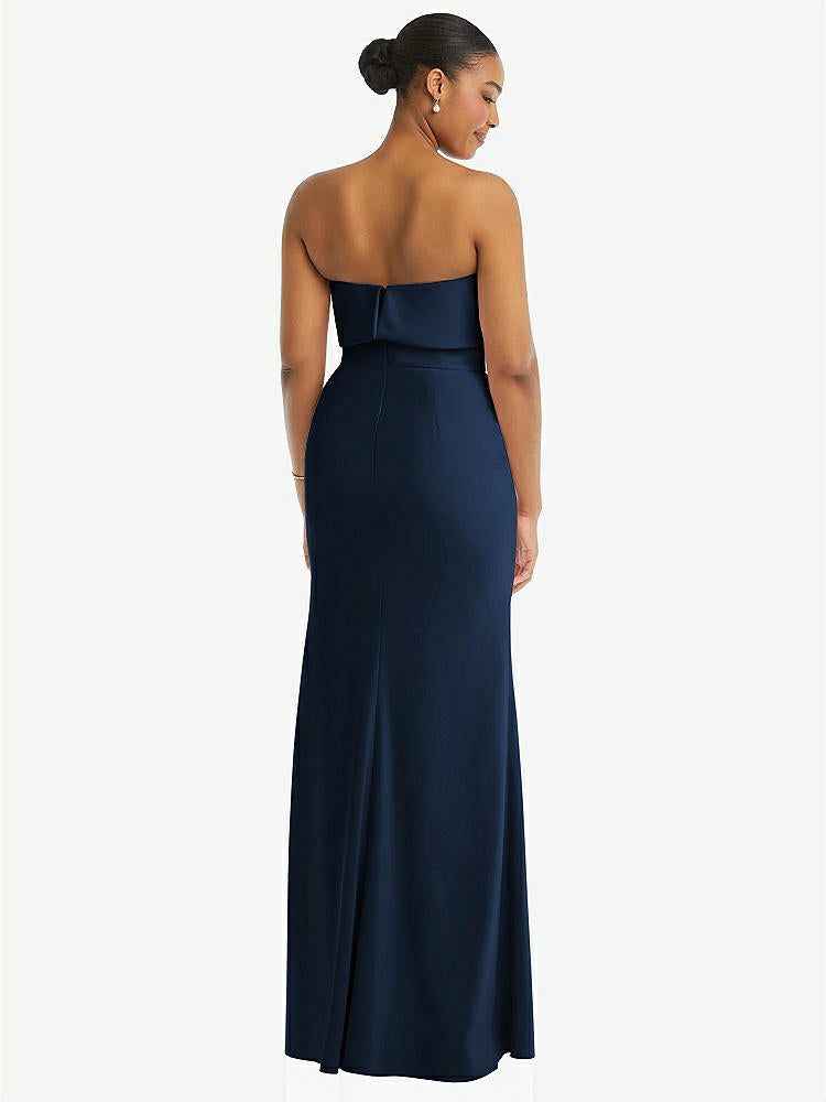 【NEW】【STYLE: 3115】ストラップレス オーバーレイ ボディス クレープ マキシ ドレス 前面 スリット【COLOR: Midnight Navy】【SIZE: 00-18W】