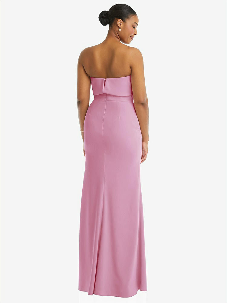 【NEW】【STYLE: 3115】ストラップレス オーバーレイ ボディス クレープ マキシ ドレス 前面 スリット【COLOR: Powder Pink】【SIZE: 00-18W】