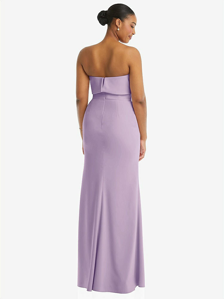 【NEW】【STYLE: 3115】ストラップレス オーバーレイ ボディス クレープ マキシ ドレス 前面 スリット【COLOR: Pale Purple】【SIZE: 00-18W】