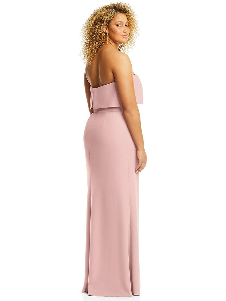 【NEW】【STYLE: 3115】ストラップレス オーバーレイ ボディス クレープ マキシ ドレス 前面 スリット【COLOR: Rose - PANTONE Rose Quartz】【SIZE: 00-18W】