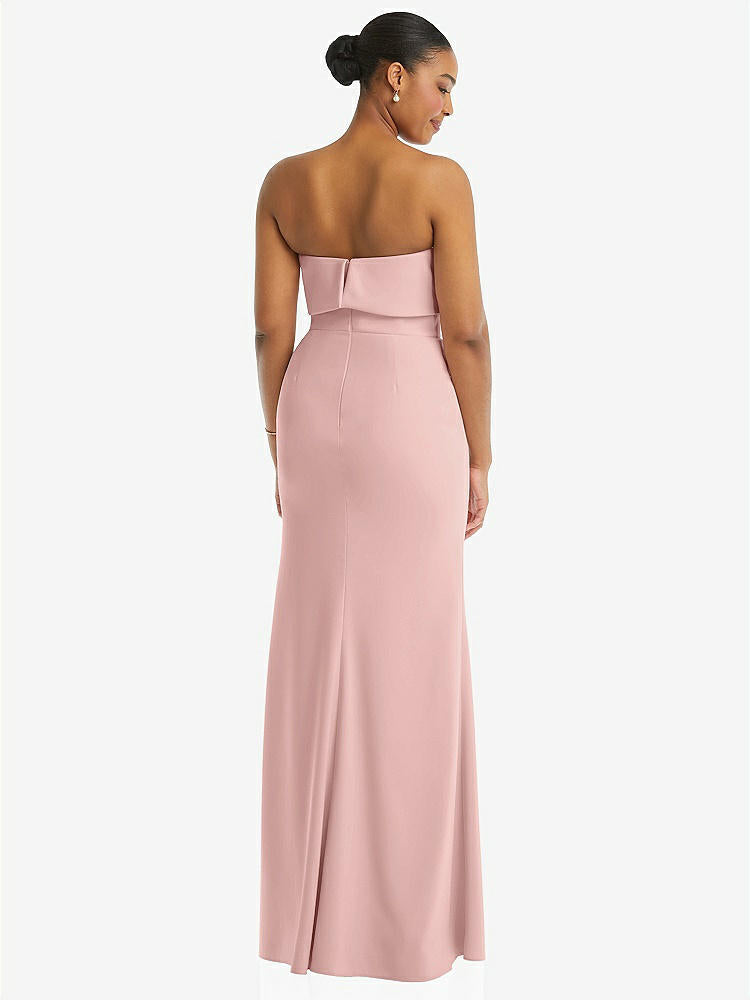 【NEW】【STYLE: 3115】ストラップレス オーバーレイ ボディス クレープ マキシ ドレス 前面 スリット【COLOR: Rose - PANTONE Rose Quartz】【SIZE: 00-18W】