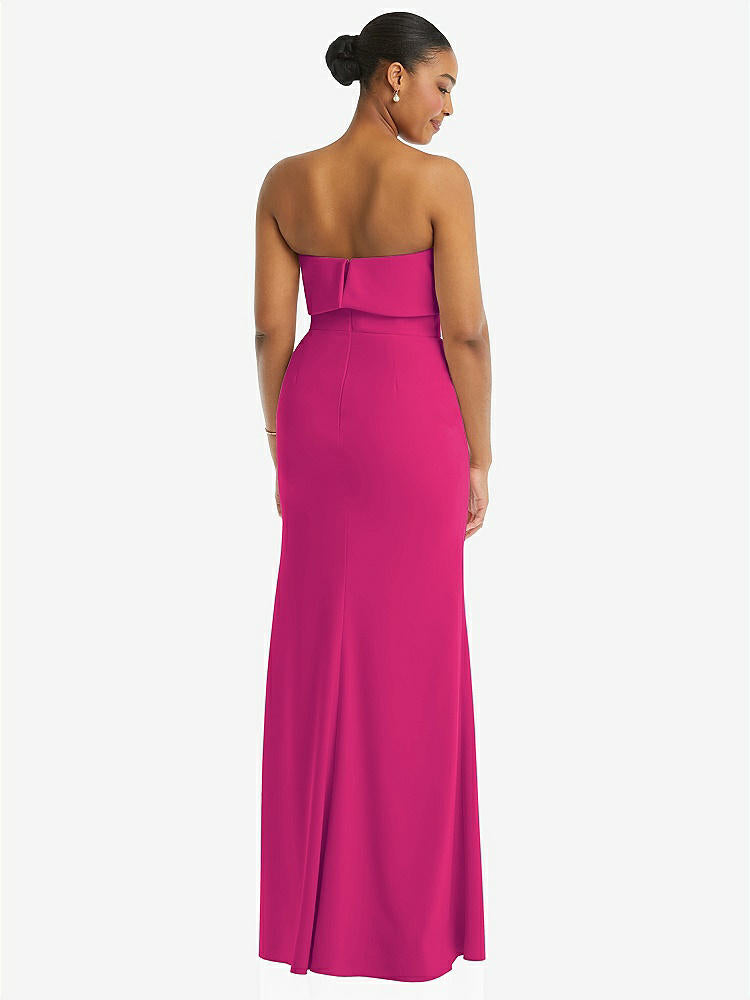 【NEW】【STYLE: 3115】ストラップレス オーバーレイ ボディス クレープ マキシ ドレス 前面 スリット【COLOR: Think Pink】【SIZE: 00-18W】
