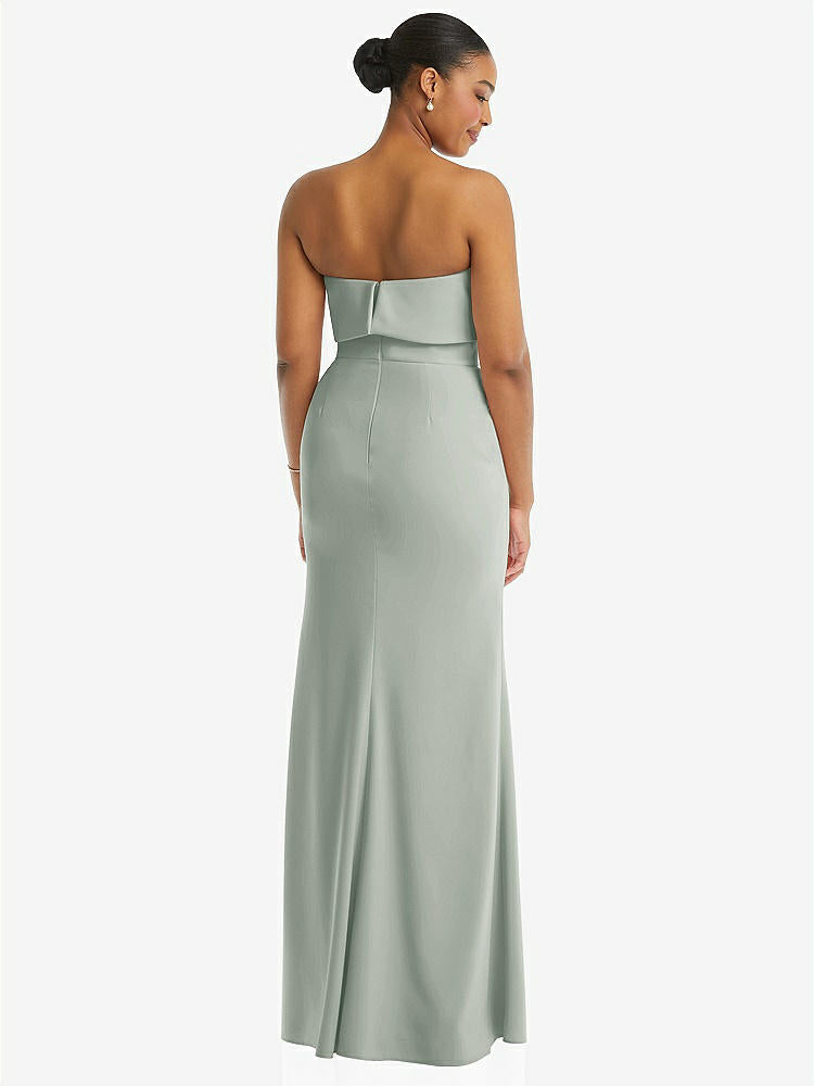 【NEW】【STYLE: 3115】ストラップレス オーバーレイ ボディス クレープ マキシ ドレス 前面 スリット【COLOR: Willow Green】【SIZE: 00-18W】