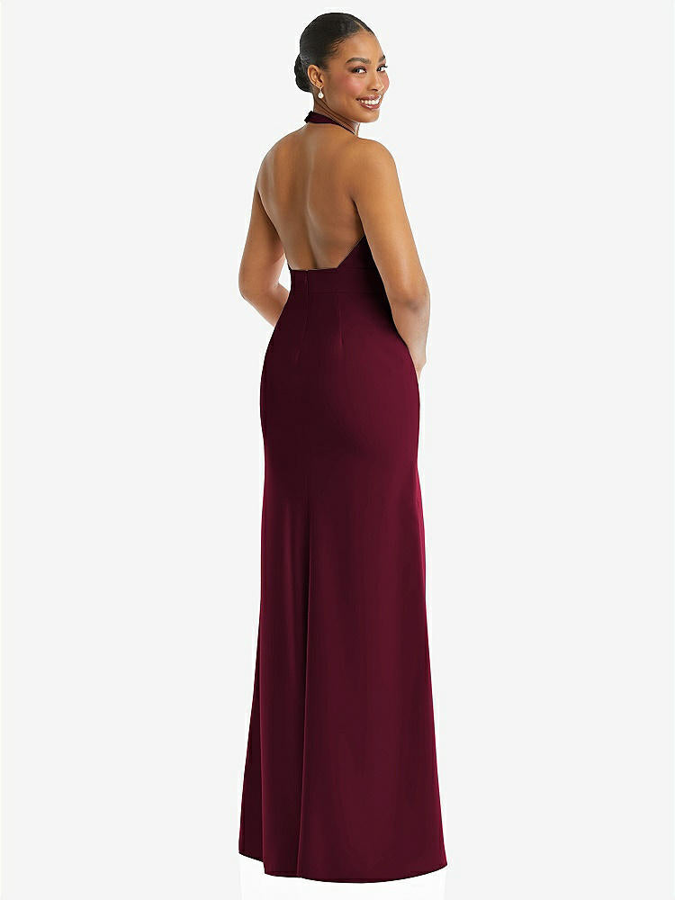 【NEW】【STYLE: TH110】プランジ 首 ホルター バックレス トランペット ガウン 前面 スリット【COLOR: Cabernet】【SIZE: 00-30W】