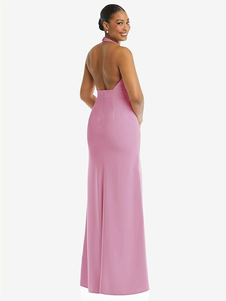 【NEW】【STYLE: TH110】プランジ 首 ホルター バックレス トランペット ガウン 前面 スリット【COLOR: Powder Pink】【SIZE: 00-30W】