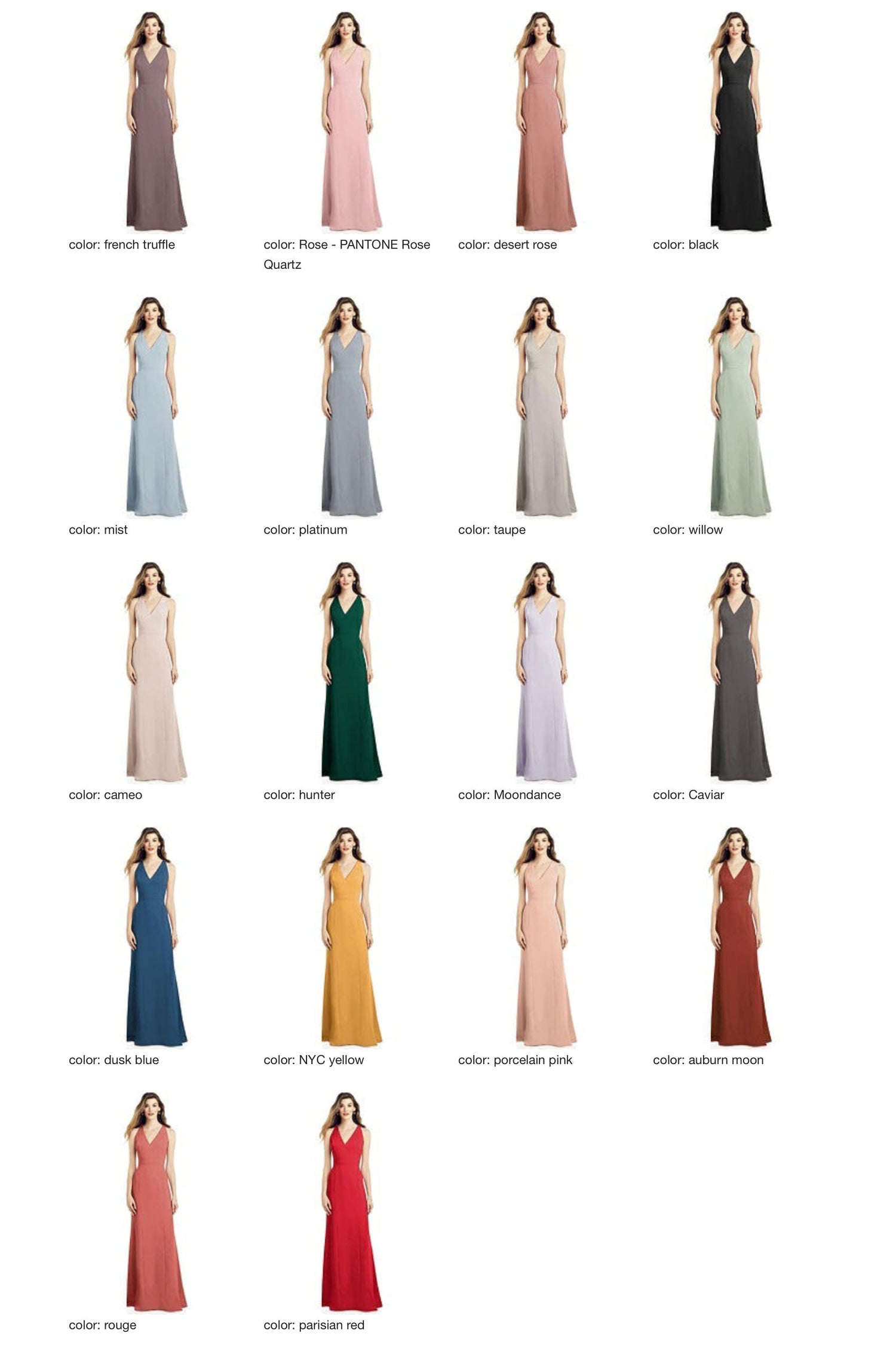 6821 Crepe bridesmaid long dress 34 colors