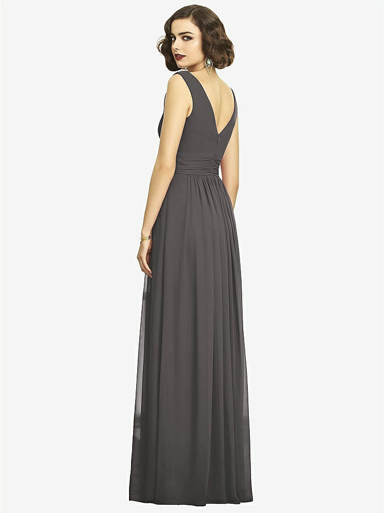【STYLE: 2894】Sleeveless Draped Chiffon Maxi Dress with Front Slit【COLOR: Caviar Gray】