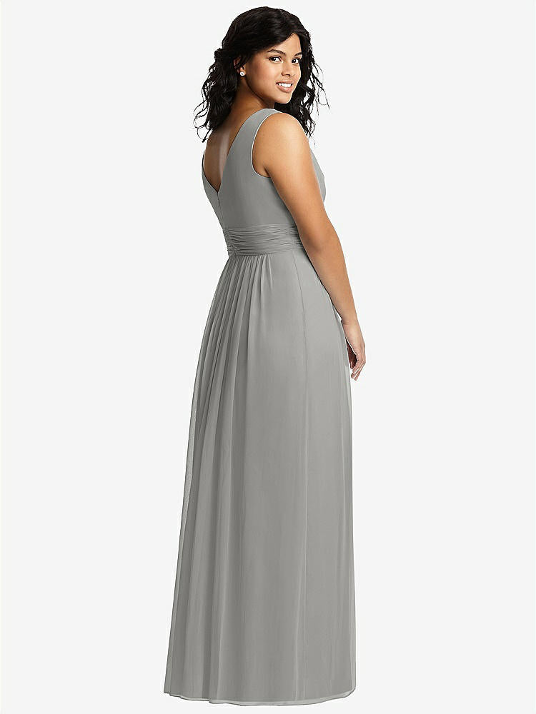 【STYLE: 2894】Sleeveless Draped Chiffon Maxi Dress with Front Slit【COLOR: Chelsea Gray】