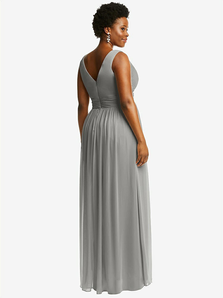 【STYLE: 2894】Sleeveless Draped Chiffon Maxi Dress with Front Slit【COLOR: Chelsea Gray】