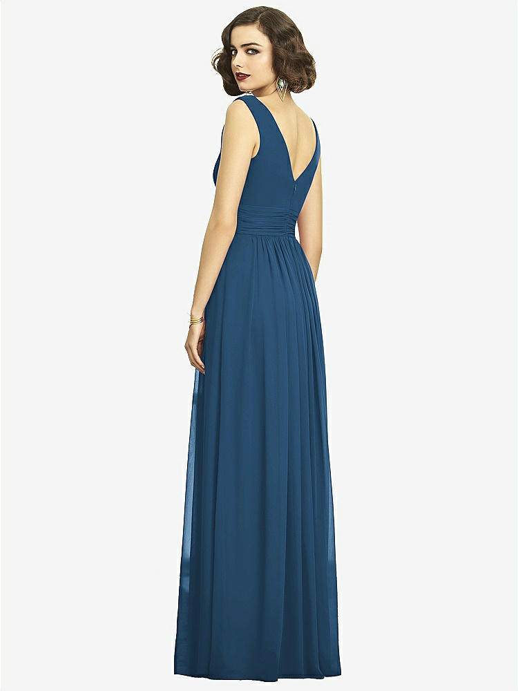 【STYLE: 2894】Sleeveless Draped Chiffon Maxi Dress with Front Slit【COLOR: Dusk Blue】