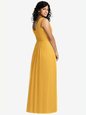 【STYLE: 2894】Sleeveless Draped Chiffon Maxi Dress with Front Slit【COLOR: NYC Yellow】
