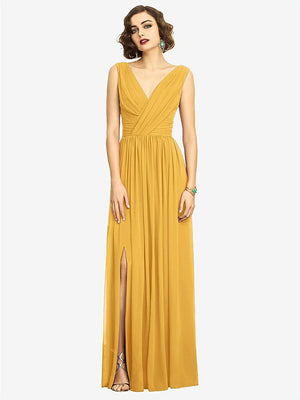 【STYLE: 2894】Sleeveless Draped Chiffon Maxi Dress with Front Slit【COLOR: NYC Yellow】