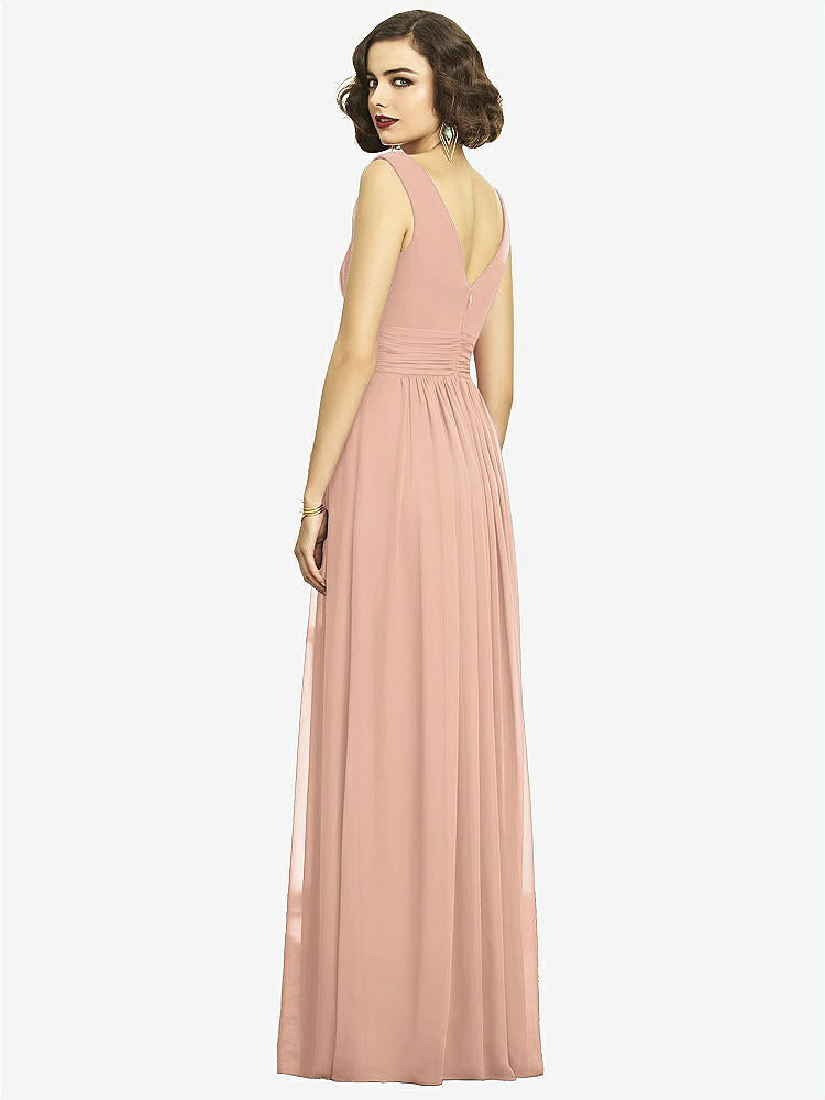 【STYLE: 2894】Sleeveless Draped Chiffon Maxi Dress with Front Slit【COLOR: Pale Peach】