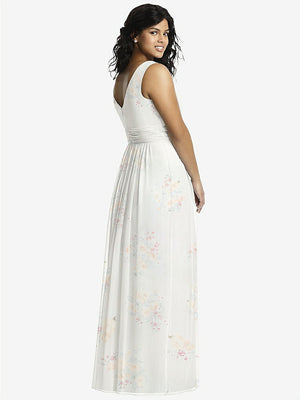 【STYLE: 2894】Sleeveless Draped Chiffon Maxi Dress with Front Slit【COLOR: Spring Fling】