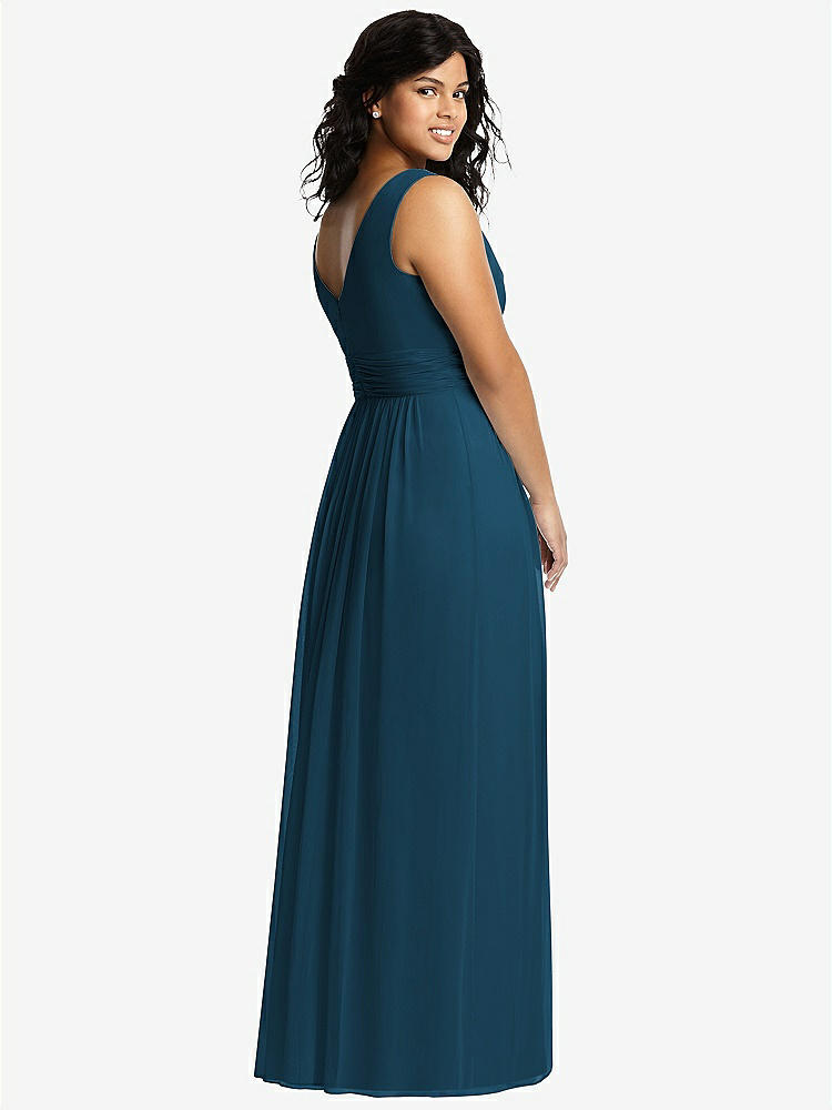 【STYLE: 2894】Sleeveless Draped Chiffon Maxi Dress with Front Slit【COLOR: Atlantic Blue】