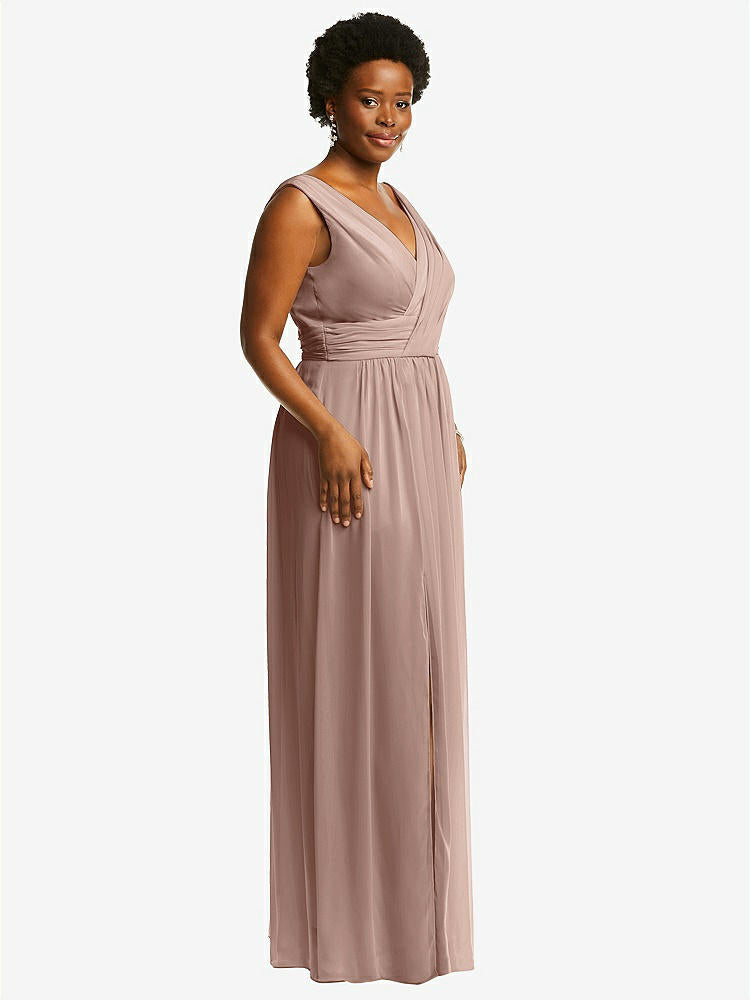 【STYLE: 2894】Sleeveless Draped Chiffon Maxi Dress with Front Slit【COLOR: Bliss】