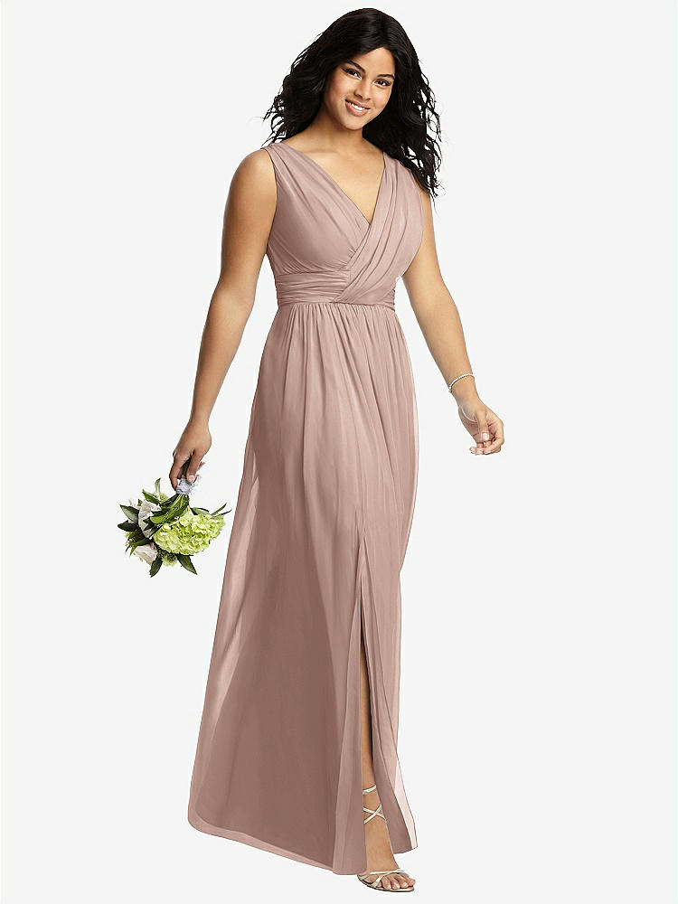 【STYLE: 2894】Sleeveless Draped Chiffon Maxi Dress with Front Slit【COLOR: Bliss】