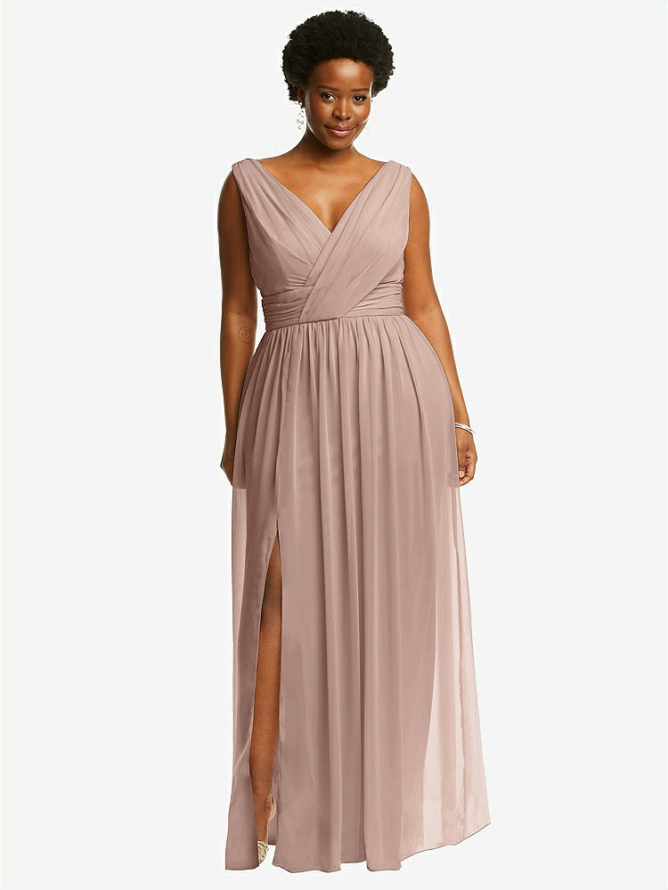 【STYLE: 2894】Sleeveless Draped Chiffon Maxi Dress with Front Slit【COLOR: Bliss】