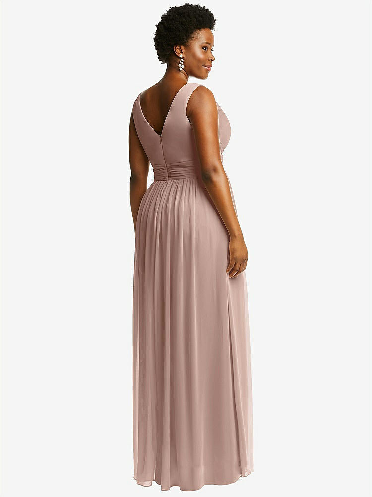 【STYLE: 2894】Sleeveless Draped Chiffon Maxi Dress with Front Slit【COLOR: Bliss】