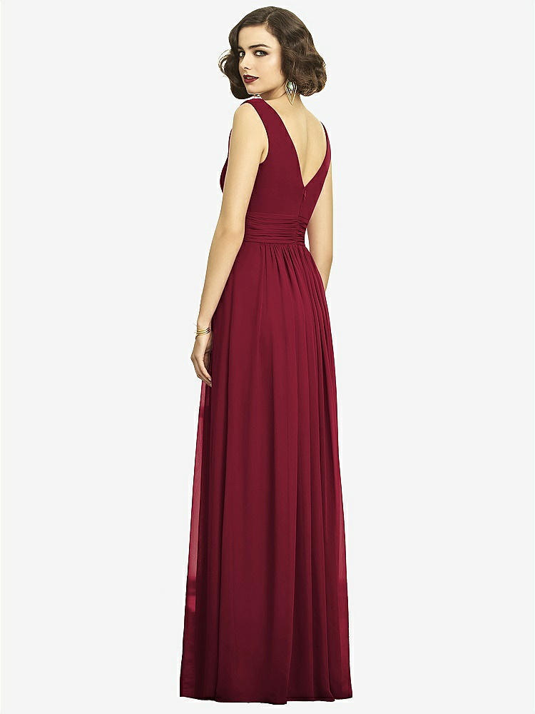 【STYLE: 2894】Sleeveless Draped Chiffon Maxi Dress with Front Slit【COLOR: Burgundy】