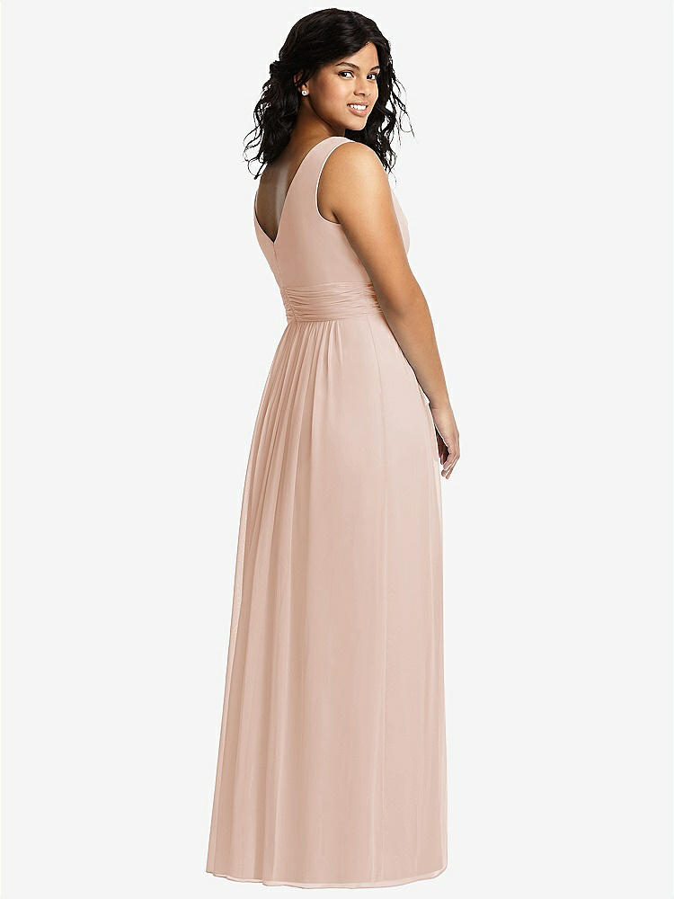 【STYLE: 2894】Sleeveless Draped Chiffon Maxi Dress with Front Slit【COLOR: Cameo】