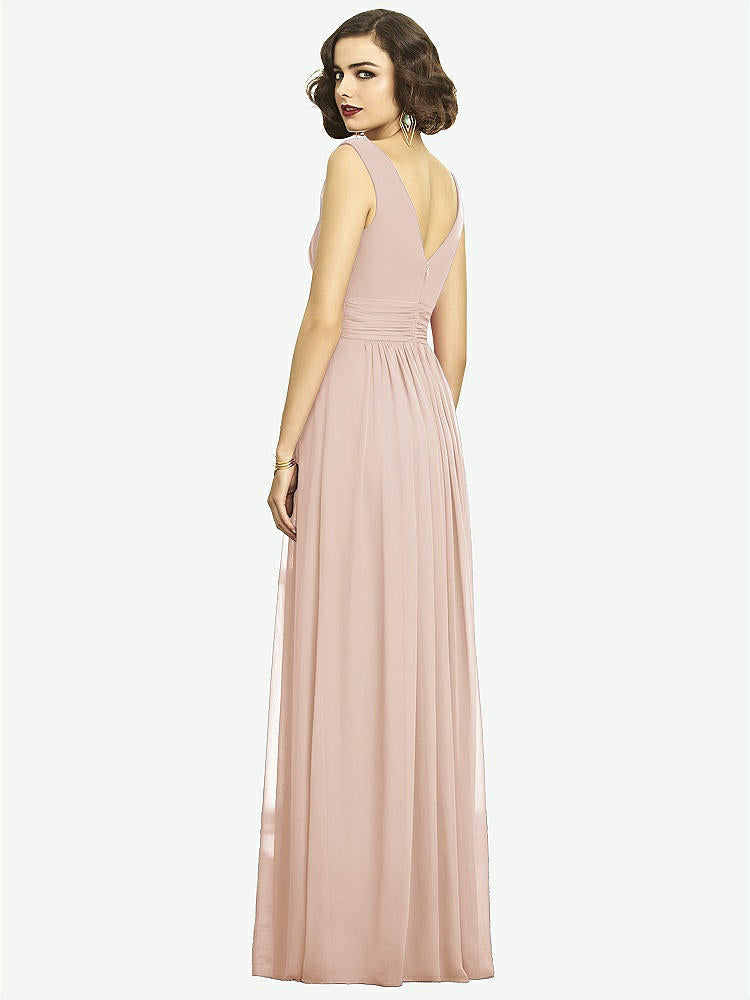 【STYLE: 2894】Sleeveless Draped Chiffon Maxi Dress with Front Slit【COLOR: Cameo】