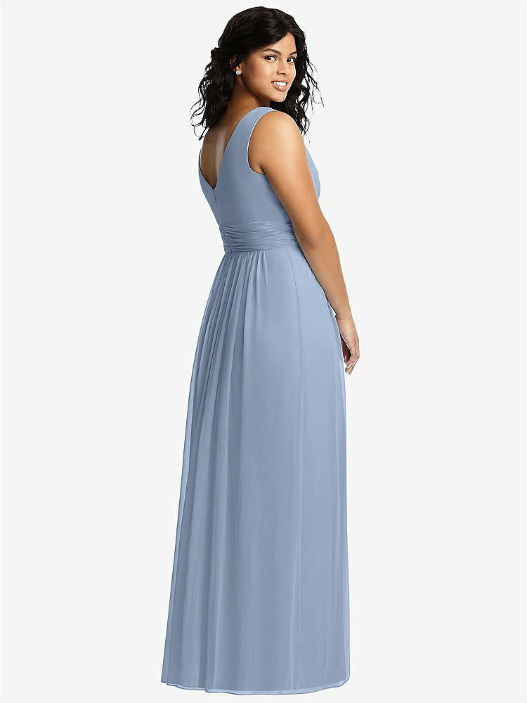 【STYLE: 2894】Sleeveless Draped Chiffon Maxi Dress with Front Slit【COLOR: Cloudy】