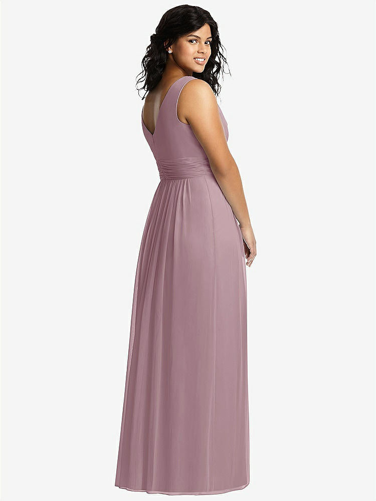 【STYLE: 2894】Sleeveless Draped Chiffon Maxi Dress with Front Slit【COLOR: Dusty Rose】