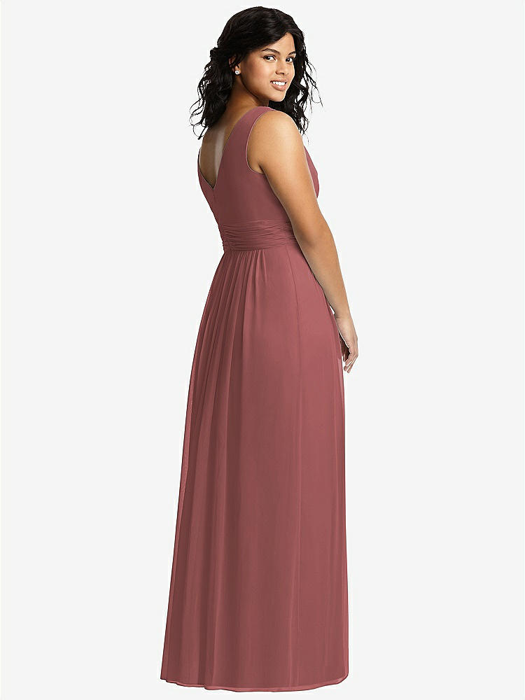 【STYLE: 2894】Sleeveless Draped Chiffon Maxi Dress with Front Slit【COLOR: English Rose】