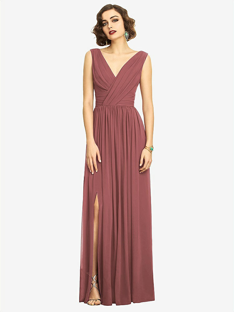 【STYLE: 2894】Sleeveless Draped Chiffon Maxi Dress with Front Slit【COLOR: English Rose】