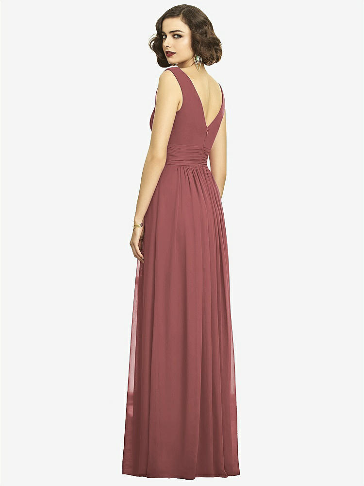 【STYLE: 2894】Sleeveless Draped Chiffon Maxi Dress with Front Slit【COLOR: English Rose】