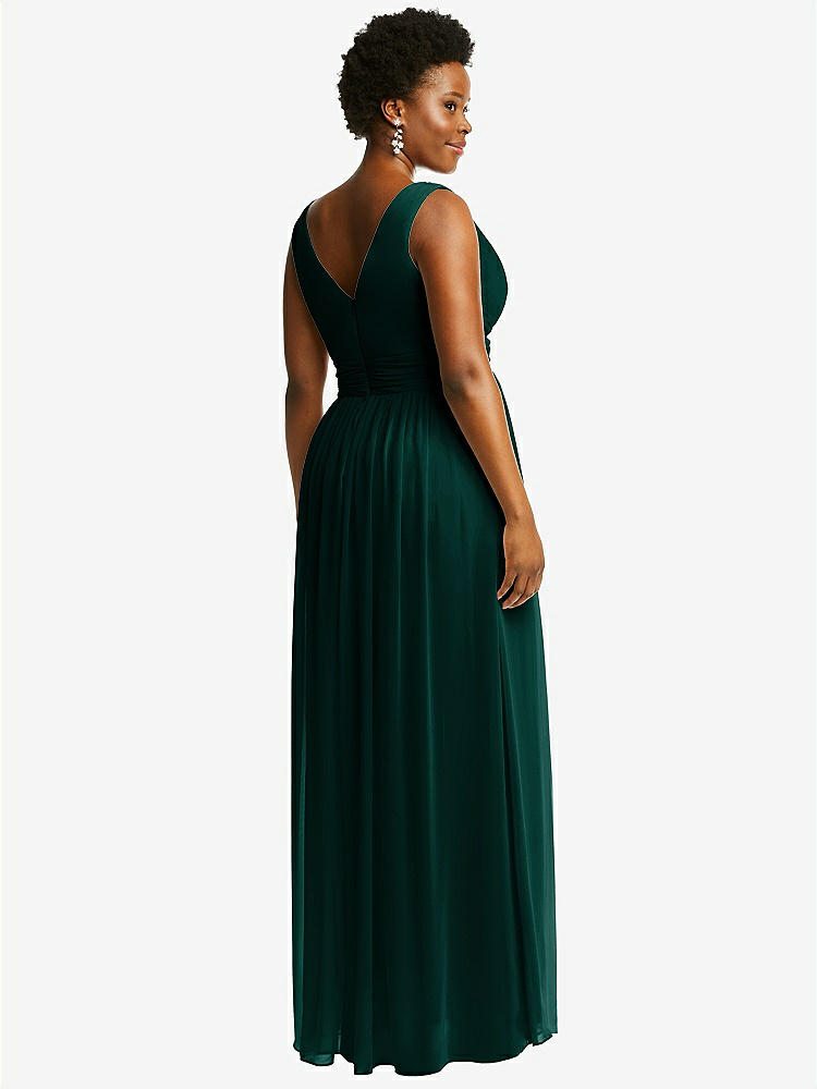 【NEW】【STYLE: 2894】ノースリーブ ドレープ シフォン マキシ ドレス 前面 スリット【COLOR: Evergreen】【SIZE: 00-30W】