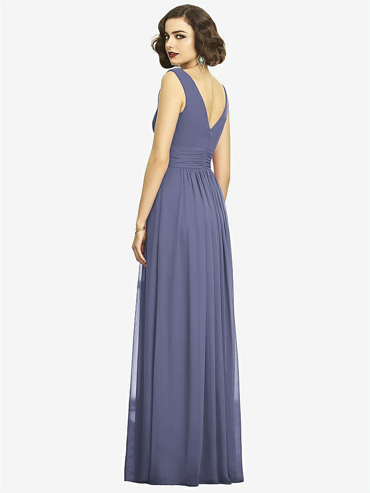 【STYLE: 2894】Sleeveless Draped Chiffon Maxi Dress with Front Slit【COLOR: French Blue】