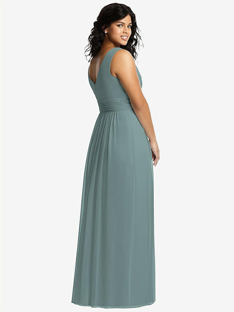 【STYLE: 2894】Sleeveless Draped Chiffon Maxi Dress with Front Slit【COLOR: Icelandic】