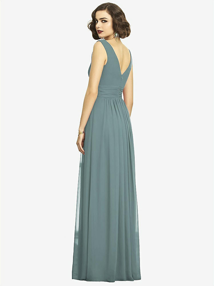 【STYLE: 2894】Sleeveless Draped Chiffon Maxi Dress with Front Slit【COLOR: Icelandic】