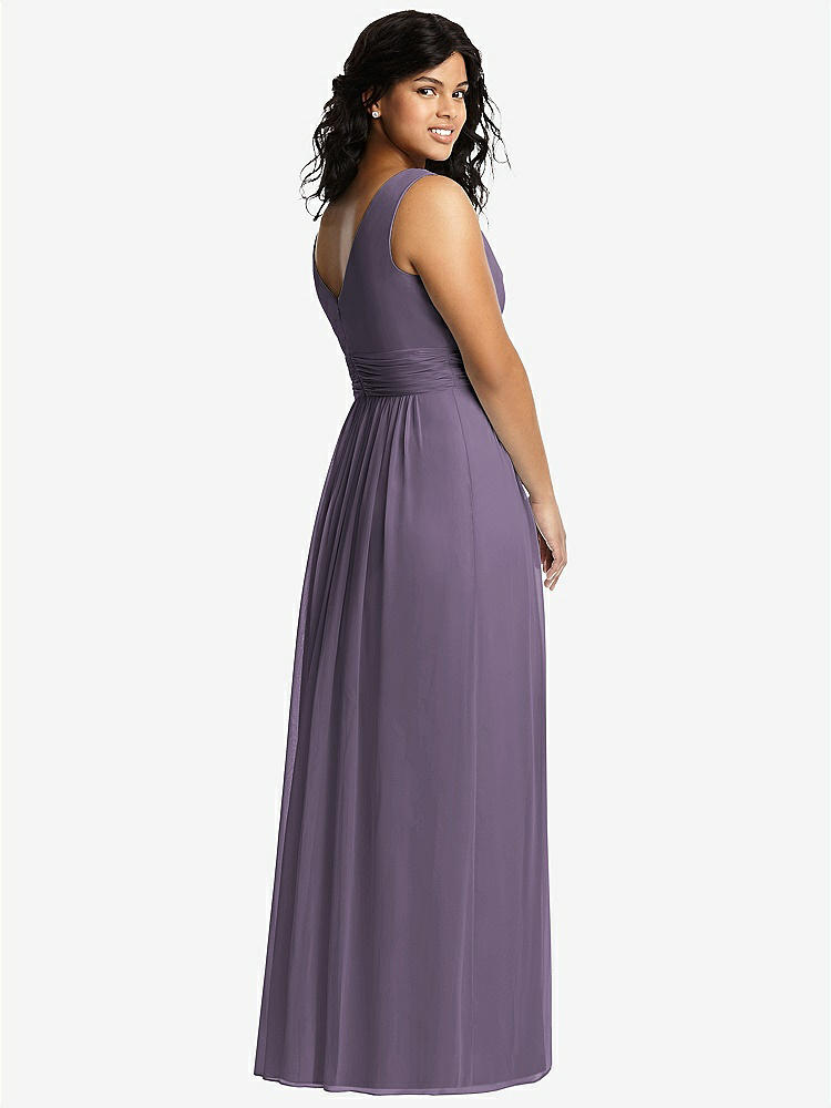 【STYLE: 2894】Sleeveless Draped Chiffon Maxi Dress with Front Slit【COLOR: Lavender】