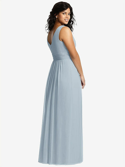 【STYLE: 2894】Sleeveless Draped Chiffon Maxi Dress with Front Slit【COLOR: Mist】