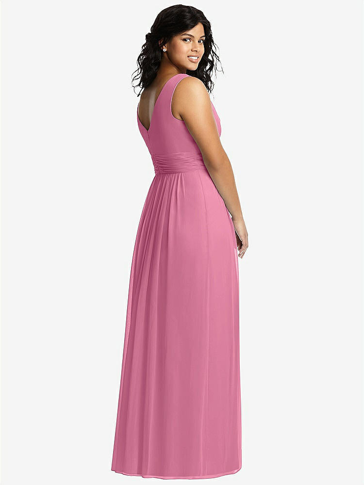 【STYLE: 2894】Sleeveless Draped Chiffon Maxi Dress with Front Slit【COLOR: Orchid Pink】