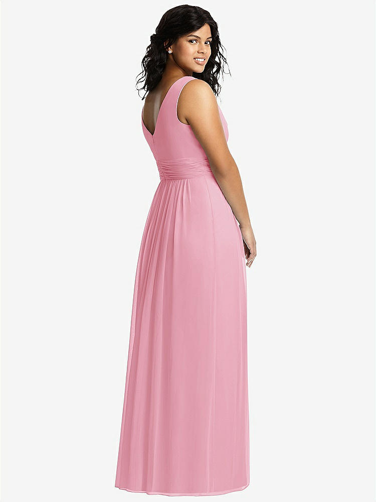 【STYLE: 2894】Sleeveless Draped Chiffon Maxi Dress with Front Slit【COLOR: Peony Pink】