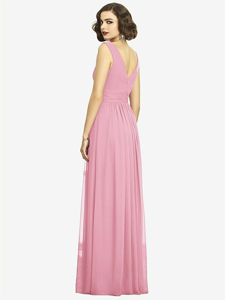 【STYLE: 2894】Sleeveless Draped Chiffon Maxi Dress with Front Slit【COLOR: Peony Pink】