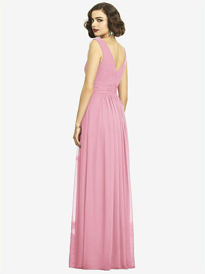 【STYLE: 2894】Sleeveless Draped Chiffon Maxi Dress with Front Slit【COLOR: Peony Pink】